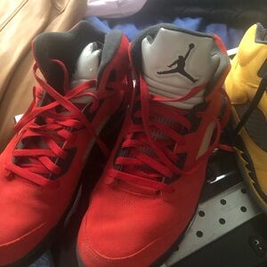 Air Jorden 5 Raging Bull Red and Black. Size 14. Used good condition